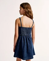 denim seamed mini dress