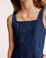 denim seamed mini dress