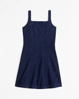 denim seamed mini dress