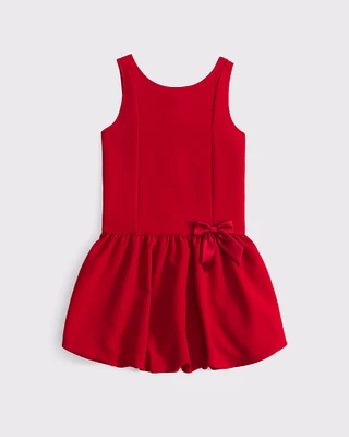 crepe bubble hem dress