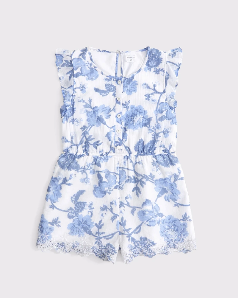 button-through ruffle sleeve romper