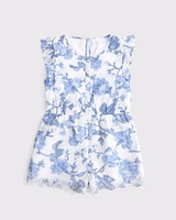 button-through ruffle sleeve romper