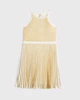 the a&f giselle pleated high-neck mini dress