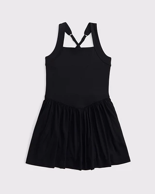 ypb drop-waist mixed fabric mini dress