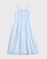 bow pleated maxi dress