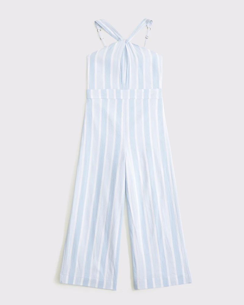 linen-blend halter jumpsuit