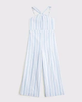 linen-blend halter jumpsuit
