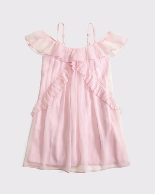 flutter sleeve ruffle mini dress