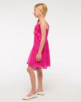 asymmetrical hem ruffle mini dress