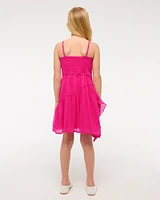 asymmetrical hem ruffle mini dress
