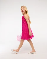 asymmetrical hem ruffle mini dress