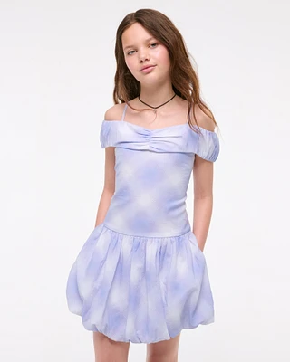 drop-waist bubble hem mini dress