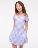 drop-waist bubble hem mini dress
