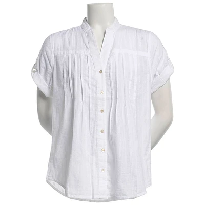 Womens Preswick & Moore(R) Short Sleeve Pleated Front Blouse