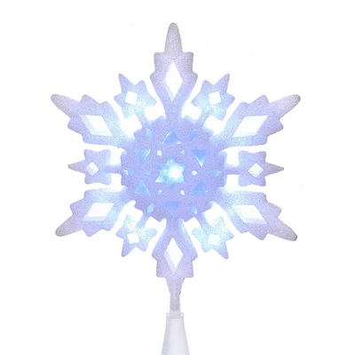 Kurt S. Adler 10in. Cool White LED Glitter Snowflake Tree Topper