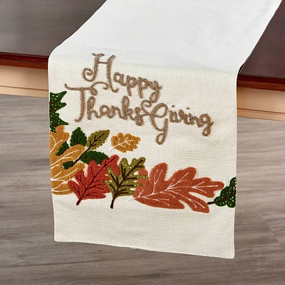 Happy Thanksgiving Leaves Runner - 14x72