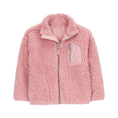 Toddler Girl Carters(R) Pink Sherpa Zip Up Jacket