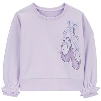 Toddler Girl Carters(R) Ballet Slippers Crew Neck Sweatshirt