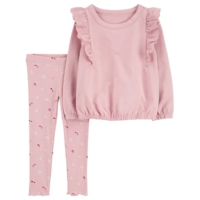 Toddler Girl Carter's(R) Eyelet Sweatshirt & Butterfly Leggings Set