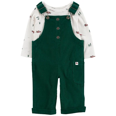 Baby Unisex (3-24M) Carters(R) Holiday Tee & Corduroy Overalls Set