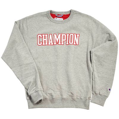 Mens Champion Block Letter Graphic Crew Neck Fleece Sweatshirt