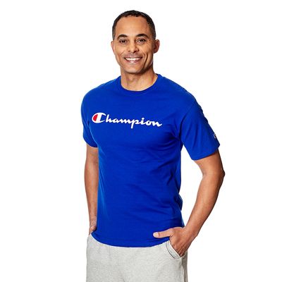 Mens Champion(R) Short Sleeve Logo Crew Neck Tee