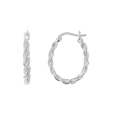 Danecraft Oval Rope Hoop Earrings