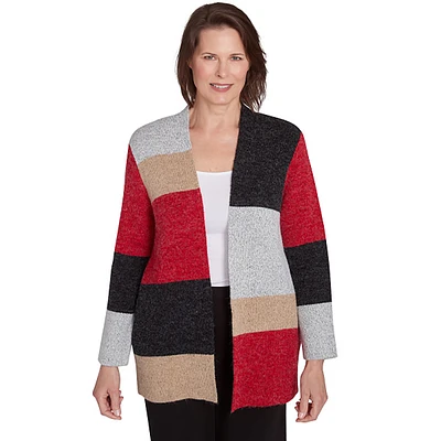 Petite Alfred Dunner Runway Ready Color Block Cardigan