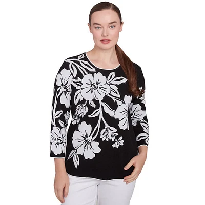 Womens Alfred Dunner Wild At Heart Floral Crew Neck Sweater