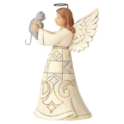 Jim Shore White Farmhouse Angel with Cat