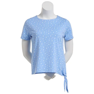 Plus Size Bonnie Evans Short Sleeve Polka Dot Side Tie Tee