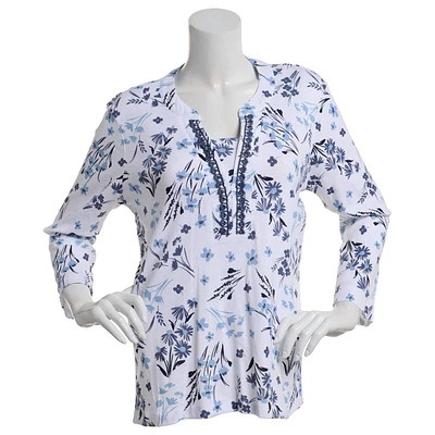 Plus Size Hasting & Smith 3/4 Sleeve Crochet Yoke Blouse