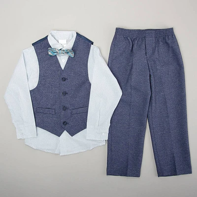 Boys (4-7) Van Heusen(R) Button Down Vest Set w/ Bow Tie-Dark Blue