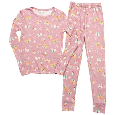 Girls Poppy & Clay(R) Floral Butterfly Snug Fit Pajama Set