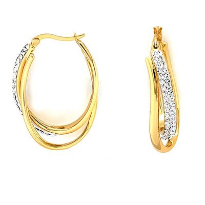 Yellow Plated Sterling Silver Double Hoop Earrings