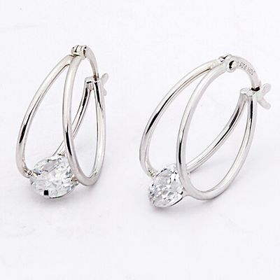 Ellen Tracy Captured CZ Hoop Earrings