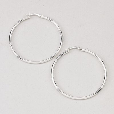 Ellen Tracy Sterling Silver Round Hoop Earrings