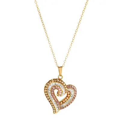 Yellow Plated Open Heart Necklace