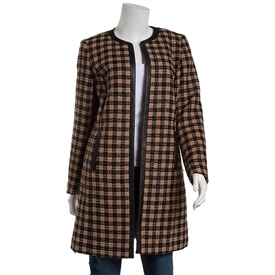 Plus Size Kasper Checkered Open Topper Jacket