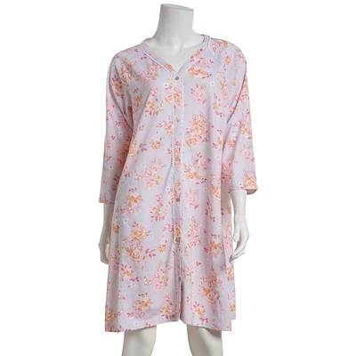 Womens Celestial Dreams 3/4 Sleeve Floral Button Front Nightshirt