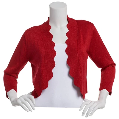 Womens Perceptions Lurex Scallop Edge Shrug