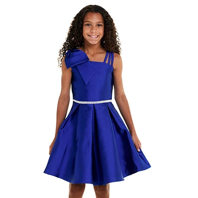 Girls (7-16) Rare Editions Mikado Bow Strap Pleated Dress