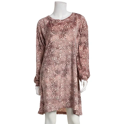 Petite Jessica Simpson Raglan Sleeve Leopard Nightshirt