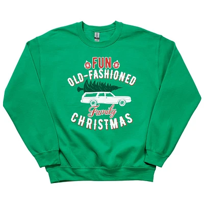 Young Mens Christmas Family Road Trip Crew Sweatshirt