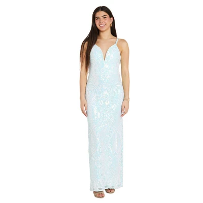 Petite R&M Richards Sweetheart Neck Sequin Evening Gown