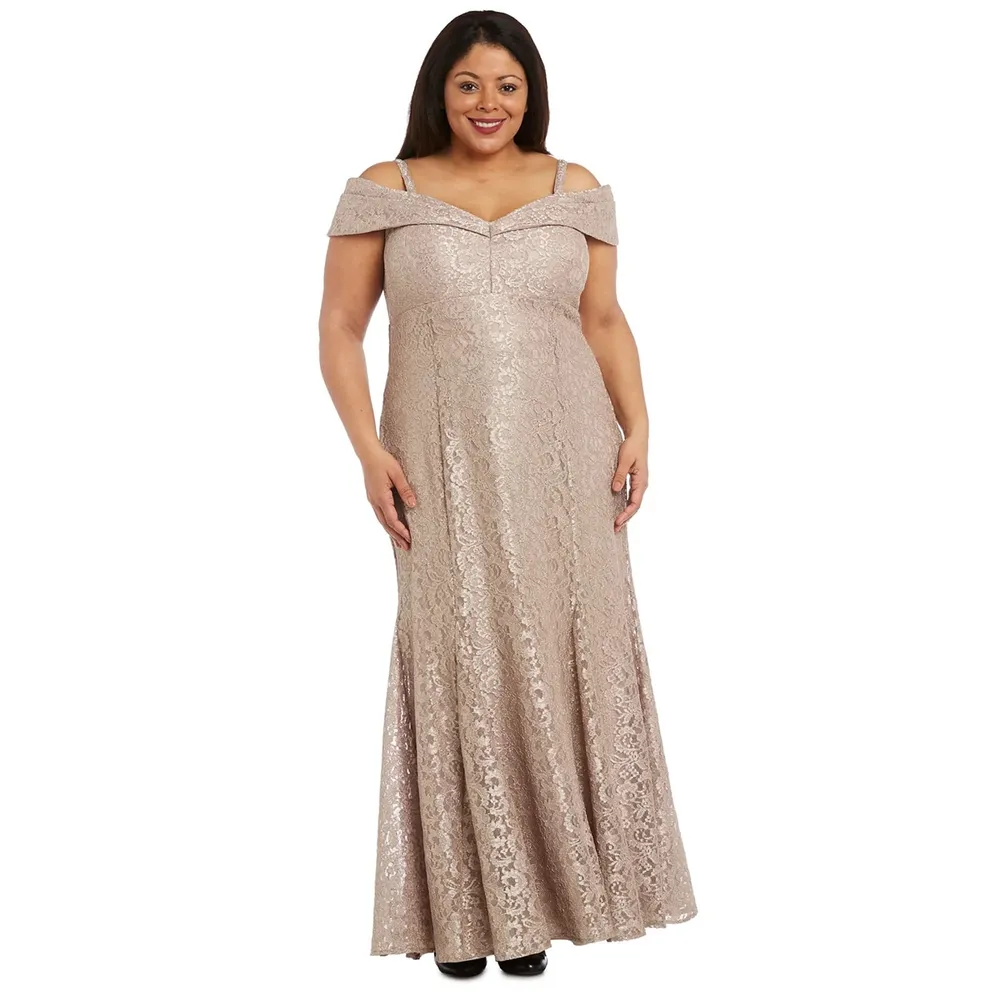 R&M Richards Plus Size R&M Richards Off the Shoulder Fishtail Evening Gown  | Connecticut Post Mall