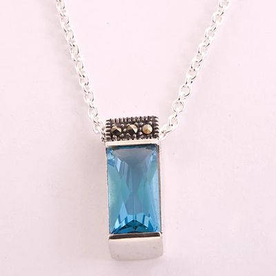 Marsala Fine Silver-Plated Marcasite Aqua Necklace