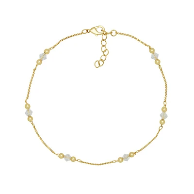 Barefootsies Gold Plated Crystal Faceted Bead Anklet