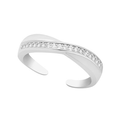 Barefootsies Silver CZ Twist Adjustable Toe Ring