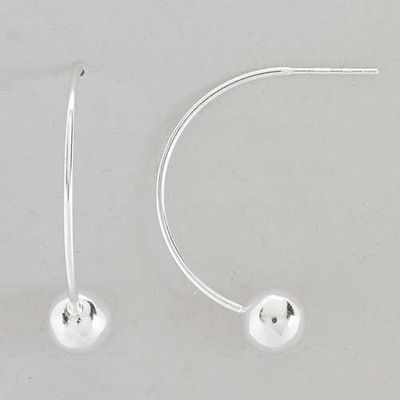 Designs by FMC Sterling Silver 8mm Silver Bead Half Hoop Earrings